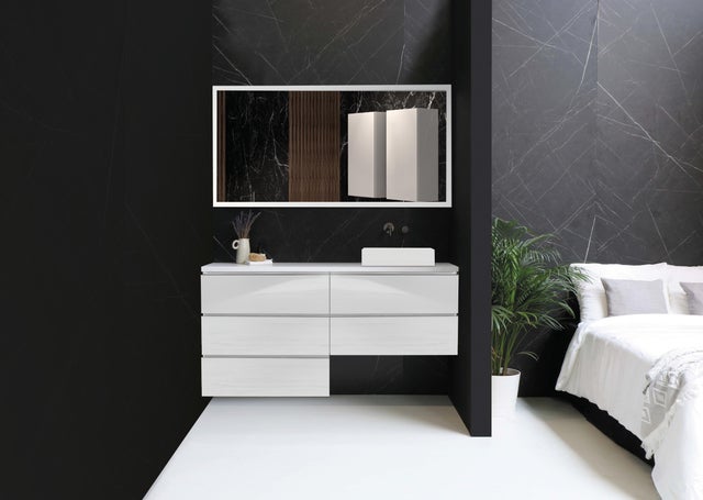 Plan de travail de salle de bain blanc brillant l.45 x L.120 x Ep.45 cm Atlantis