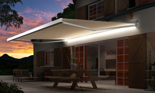 Store banne motorisée à Led - L. 6 x Prof 3.5 m, blanc - Alesia