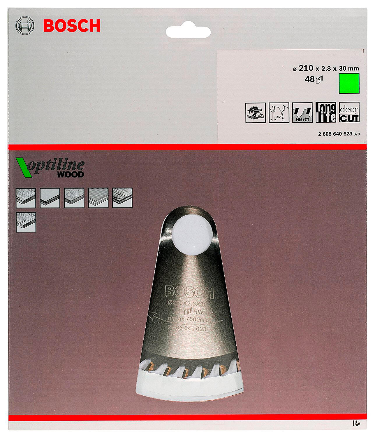 Lame de scie circulaire Optiline 210 x 30 x 2,8mm  48 dents - 2608640623 BOSCH - 5