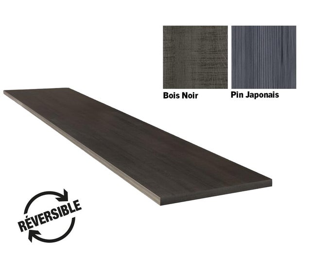 Plan de travail stratifié imitation bois Bois noir / Pin japonais L.3070 x P.650 x ép.38 mm hydrofuge