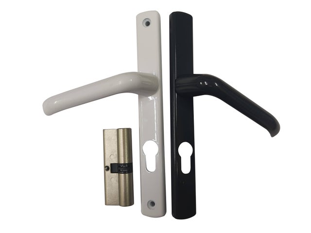 Poignée en aluminium bicolore gris / blanc et barillet