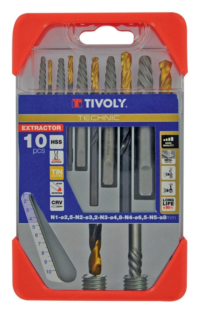 Coffret extracteurs de goujons cassés 10 pièces - TIVOLY