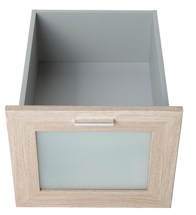 1 plein tiroir toute hauteur chêne nordique avec cadre en verre de Larg.36,4 cm pour colonne de Larg.40 cm