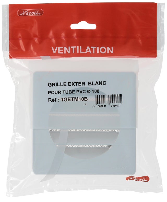 Grille de ventilation extérieure pour facade Diam.100 mm -  NICOLL