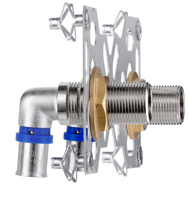 Kit de fixation robinetterie double pour installation en multicouche à sertir Diam.16 mm EASYFIX