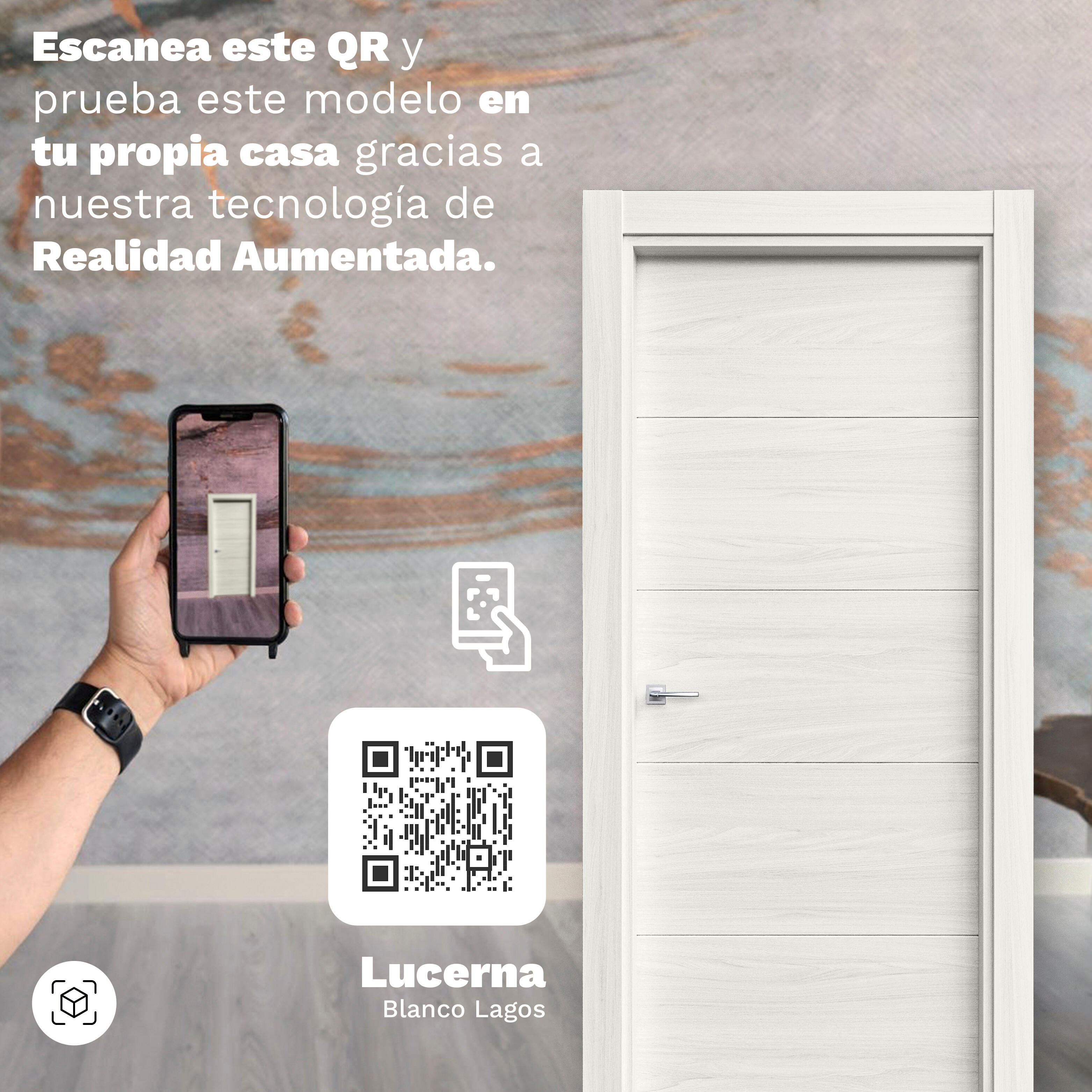 Puerta de interior abatible ciega maciza lacada Line Plus Lucerna Lagos blanco veteado apertura derecha cerco de 7x3 anchura 72.5cm - 6