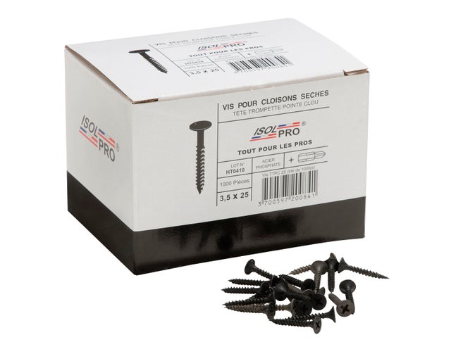 Vis pour plaque de plâtre 3,5 x 35 mm Boîte de 1000 - ISOLPRO