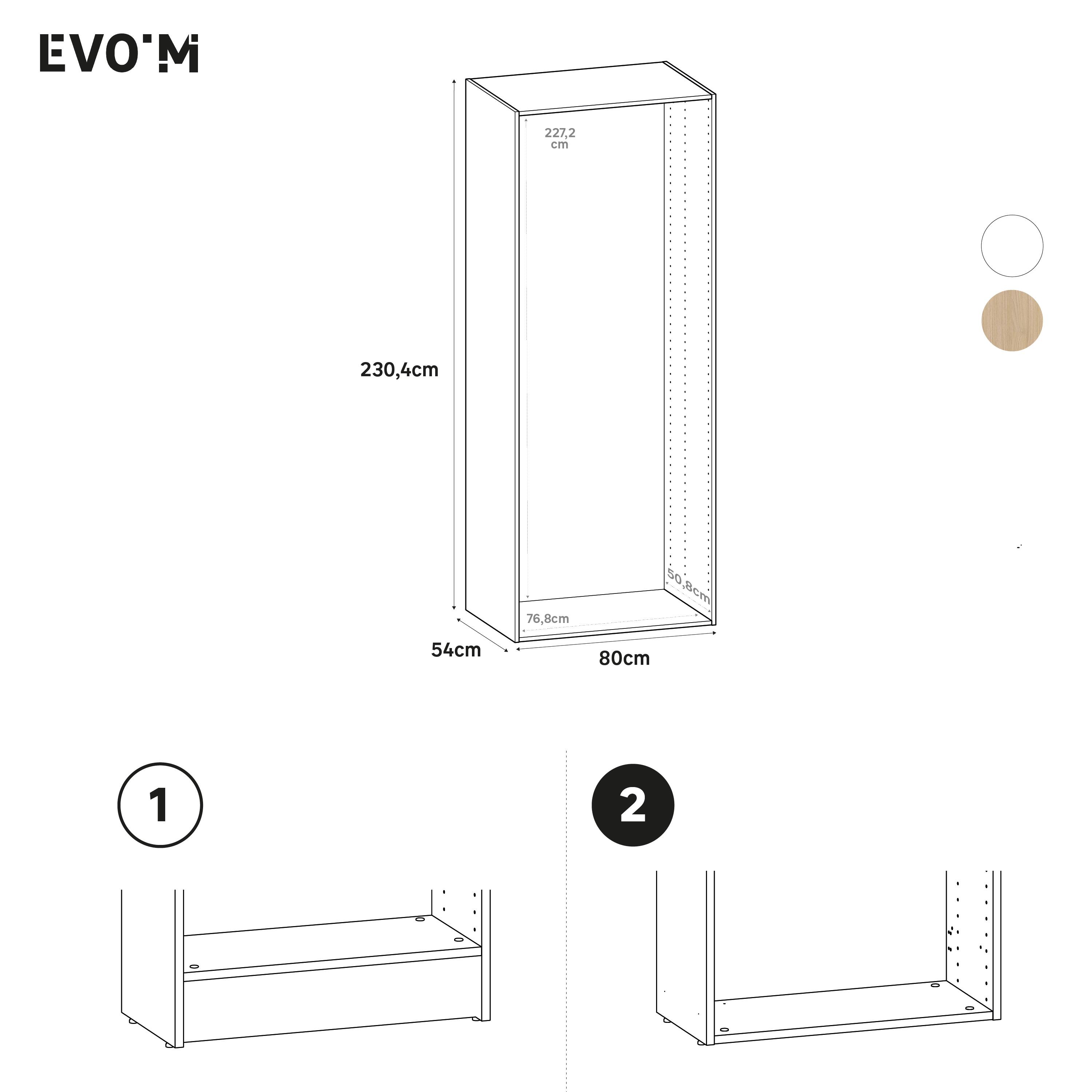 Caisson SPACEO Evo'M Blanc H.230,4 X L.80 X P.54 cm - 2