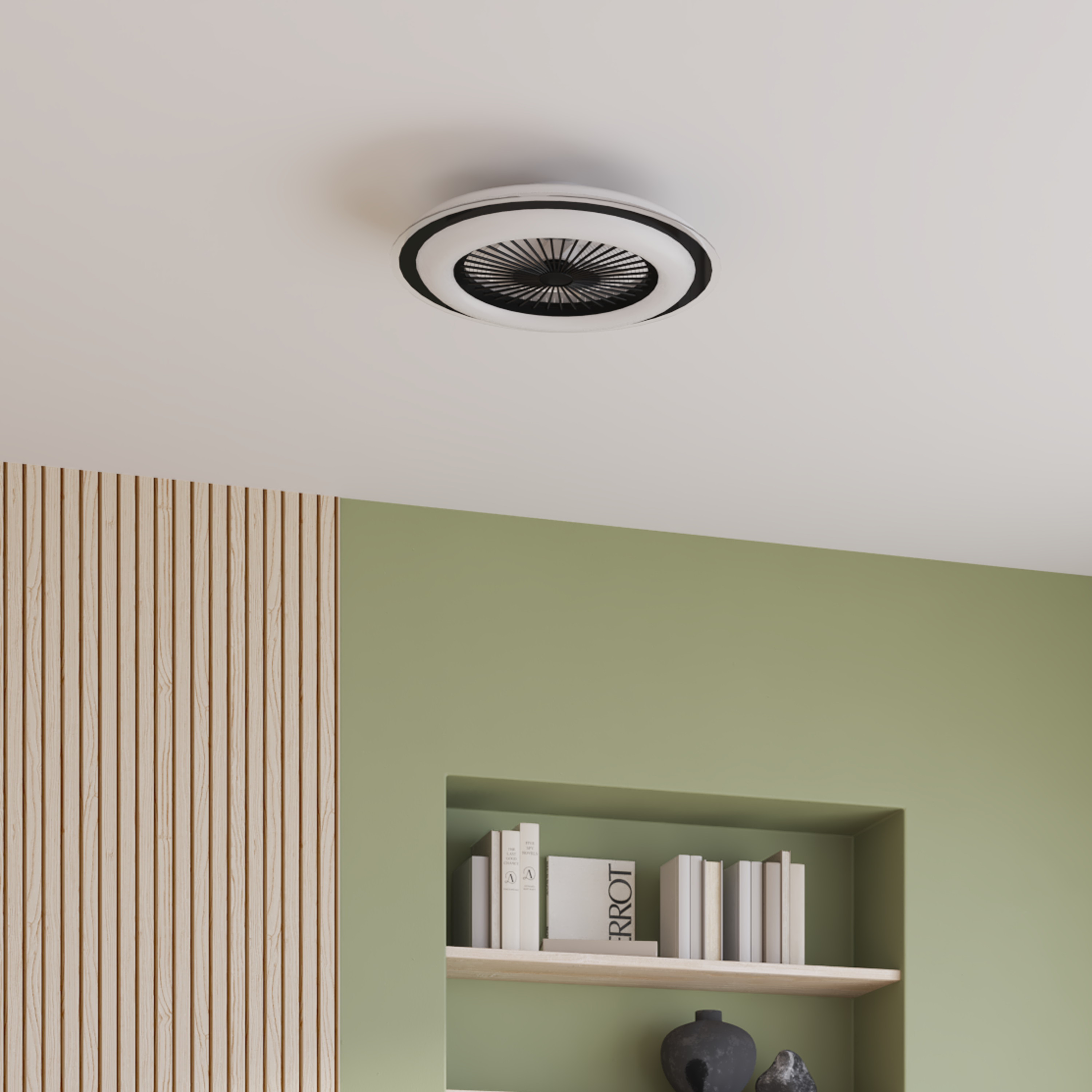 Lampowentylator Majola czarno-biały śr. 60 cm 6400 lm LED Inspire