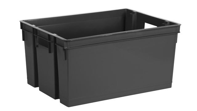 Bac de rangement plastique gris 50 L 56 x 41 x H.29,5 cm