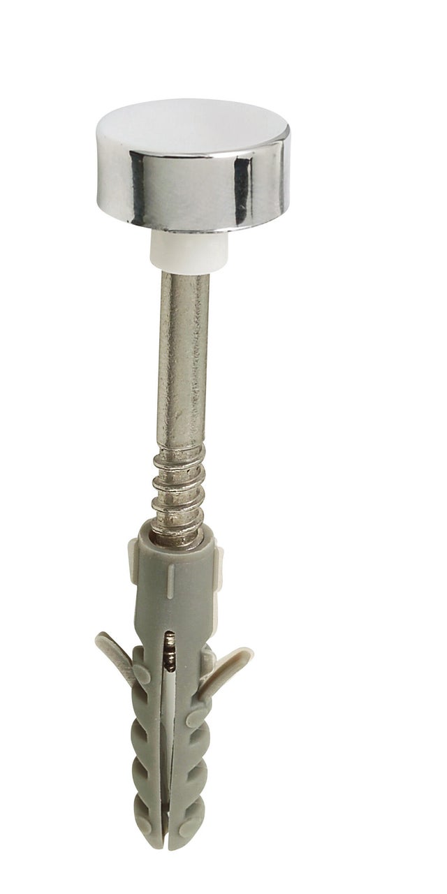 Lot de 2 vis de fixation + chevilles + cache-tete chrome pour wc