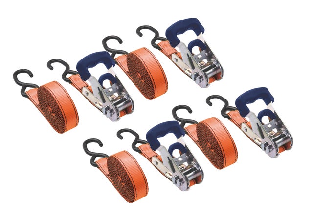 Sangles d'arrimage à cliquet Long. 5 m orange Lot de 4 