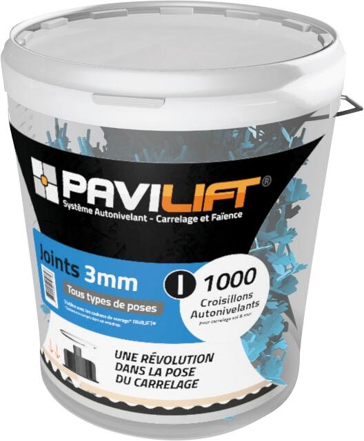 Croisillons autonivelants à vis pour carrelage Ep.3 mm en I - PAVILIFT (seau de 1000)