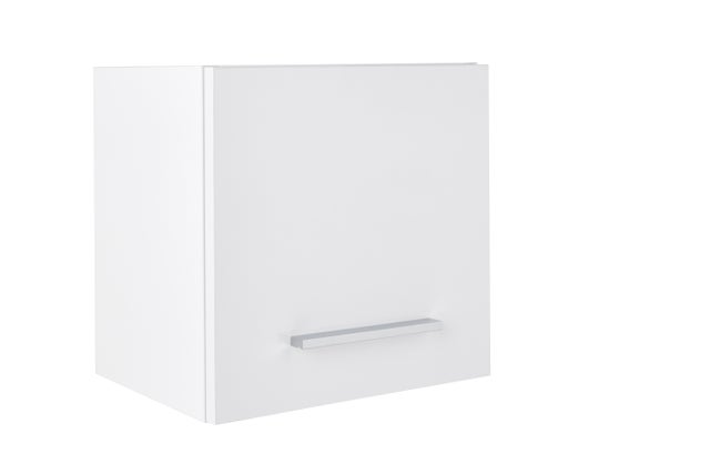 Cube de salle de bain suspendu 1 porte aspect blanc brillant l.30 x P.24,10 x H.30 cm - MALIKA