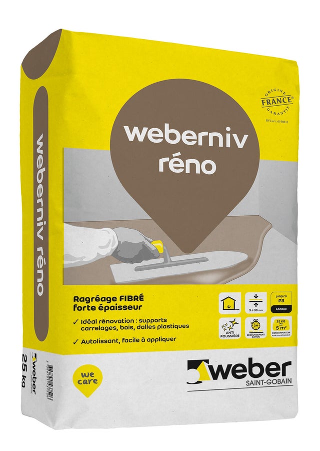Ragréage fibré P3 intérieur 25 kg - Weberniv reno WEBER