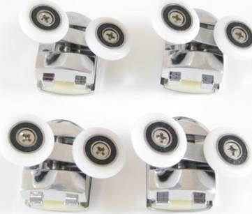 Lot De 4 Roulettes Réglables Pour Porte De Douche - Diam. 25 Mm, Motif Papillon - Compatible Verre 4-6 Mm