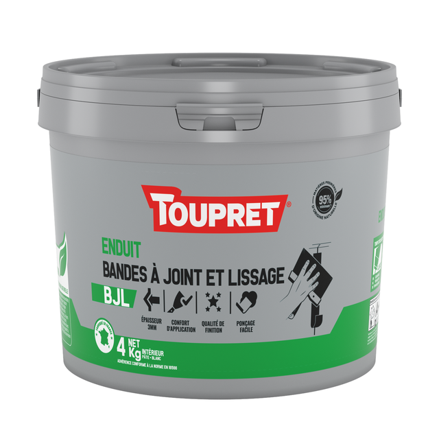 Enduit bande à joint lissage en pâte 2en1 intérieur 4 kg BJL - TOUPRET