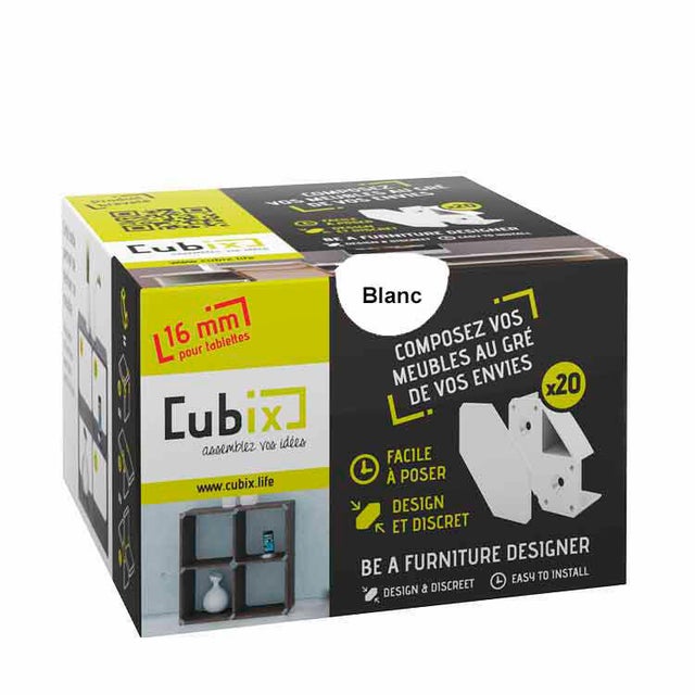 Systeme cubix blanc pour tablette de 16 mm
