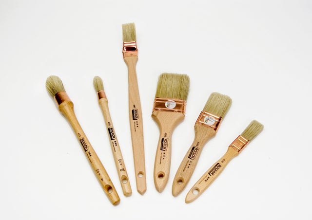 Pinceaux brosses plat, à rechampir et radiateur coudé sur plat toute peinture - ROULOR (lot de 6)