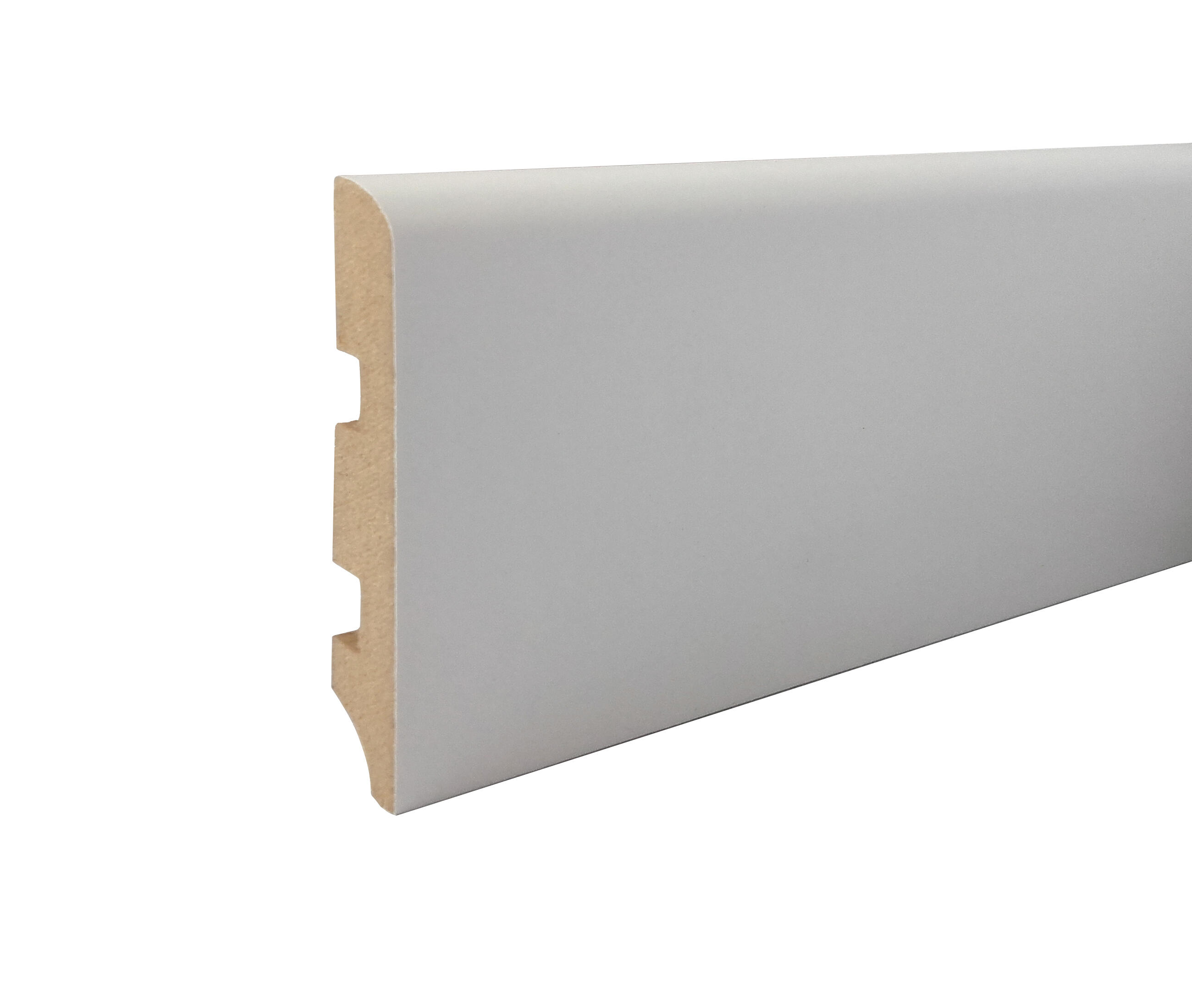 PROVISTON | Plinthe de recouvrement pour tuyau de chauffage | Sans profil de montage | 64 x 96 x 2500 mm | MDF laminé | Blanc | semblable à RAL 9016 | Plinthe de Hambourg | 2,5 m
