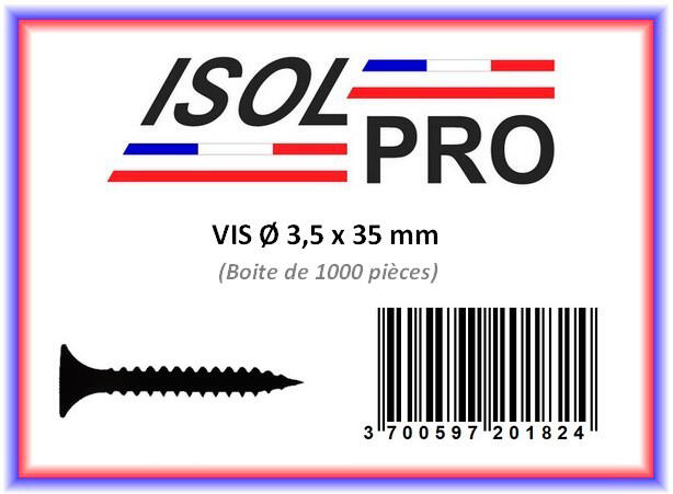 Vis Plaque de plâtre Diam. 3,5 x 35 mm Boîte de 1000 - ISOLPRO - 2