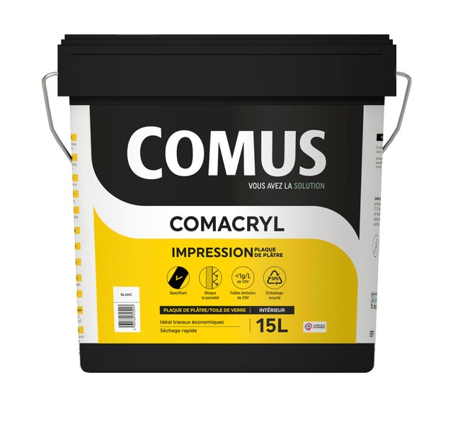 Sous-couche plaque de plâtre blanc 15 L - COMACRYL