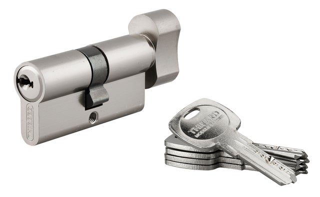 Cylindre TRANSIT 1 bouton 30 x 30 mm laiton 5 clés - THIRARD