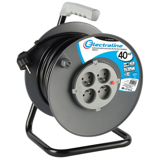 Enrouleur ménager L.40 m 3G 1,5 4 prises - ELECTRALINE 