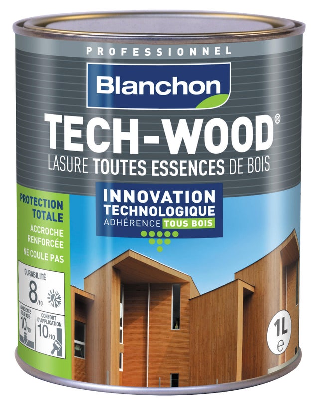 Lasure bois extérieurs verticaux incolore 1 L Tech-Wood® - BLANCHON
