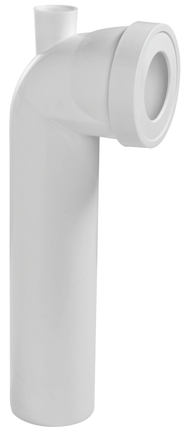 Pipe WC rigide longue coudée mâle Ø100 mm avec piquage femelle Ø40 mm 