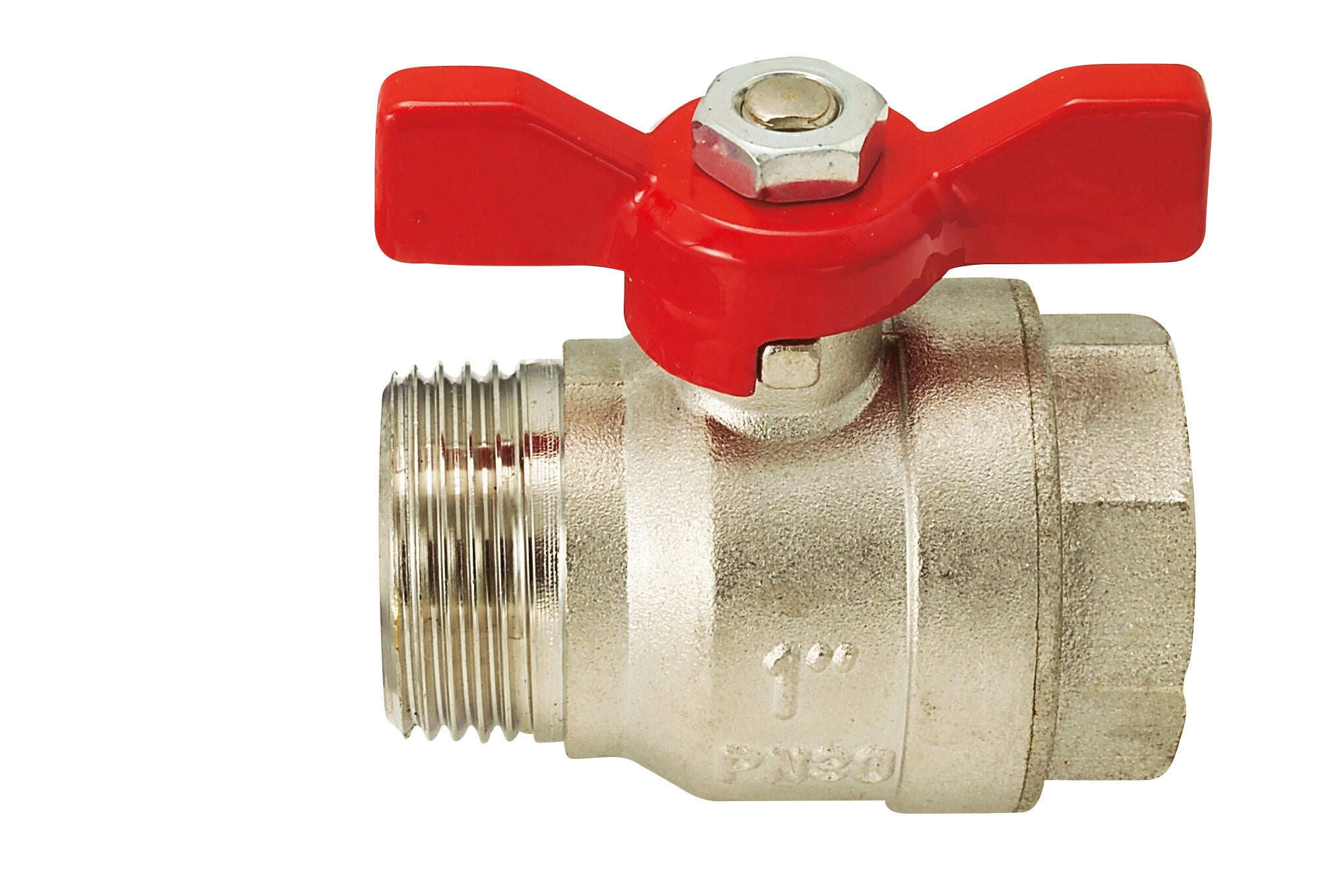 Vanne Papillon Laiton Mâle/mâle 20/27 Mm - GARIS V02MM20 - Pour Eau Chaude/froide ( -10°C à 110°C) - Garantie 3 Ans