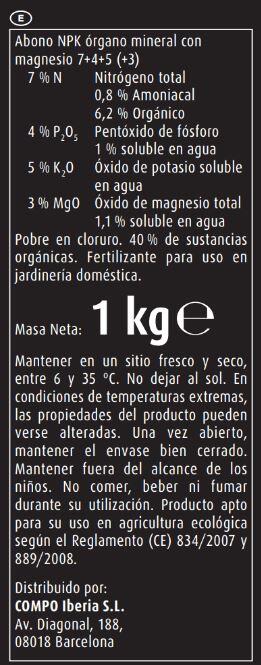 Abono granulado COMPO para huerta y frutales 1kg para uso ecológico - 8