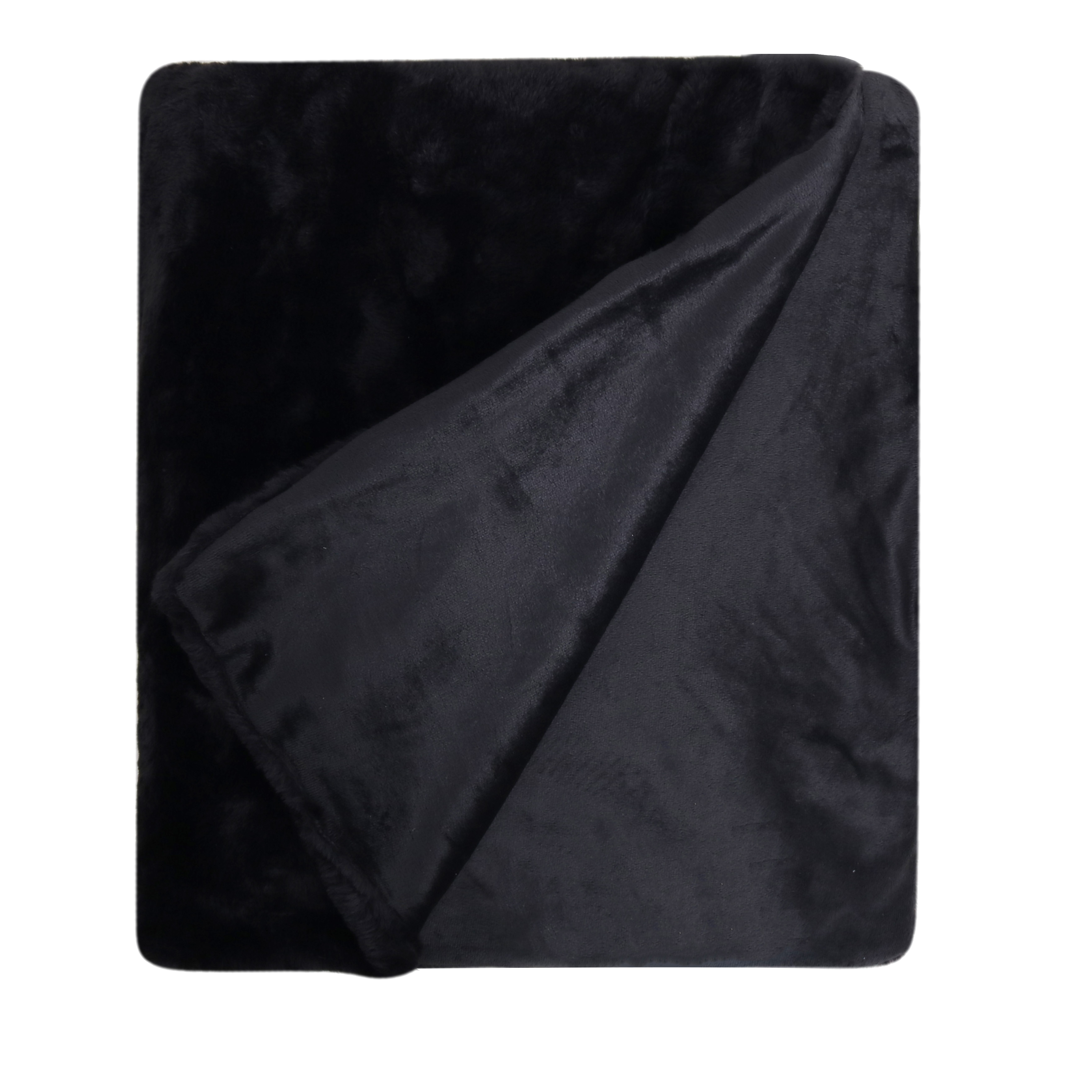 Manta imitación piel Enalie rectangular INSPIRE poliéster liso negro producto sin acabado en los cantos de 200x220 cm - 3