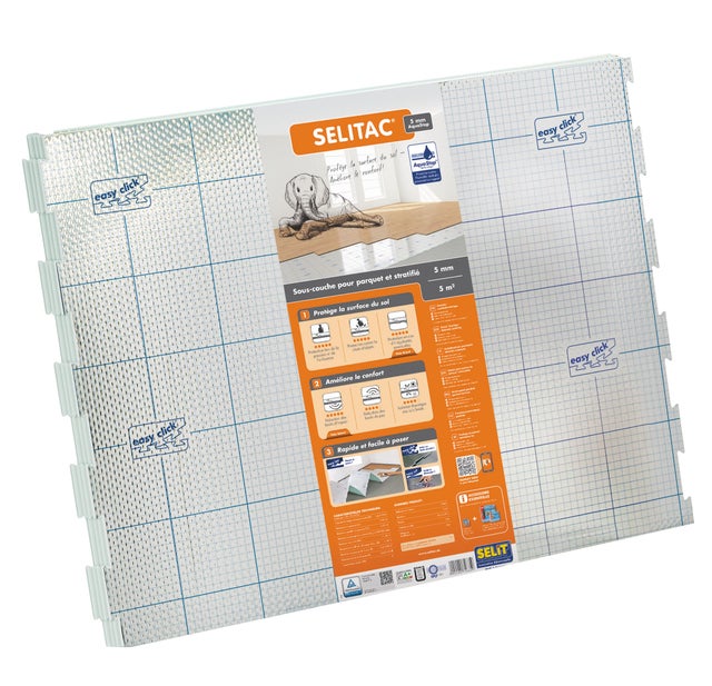 Sous-couche sol stratifié / parquet, compensation sol irrégulier, Ep.5 mm 5m²