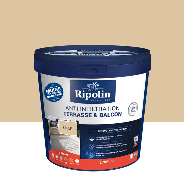 Revêtement d'étanchéité anti-infiltration terrasse & balcon sable 5 L - RIPOLIN