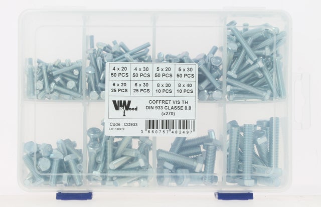 Coffret vis tête hexagonale din 933 cl. 8.8 x270 - VISWOOD