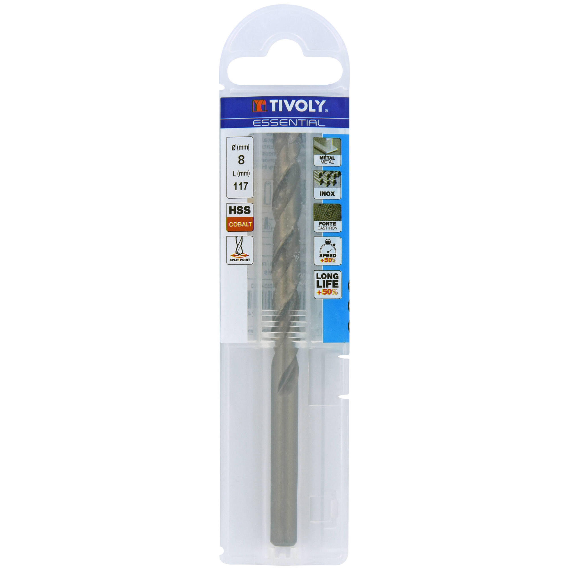 Foret métal HSS Cobalt 5% Diam.8 mm L.117 mm - TIVOLY - 4