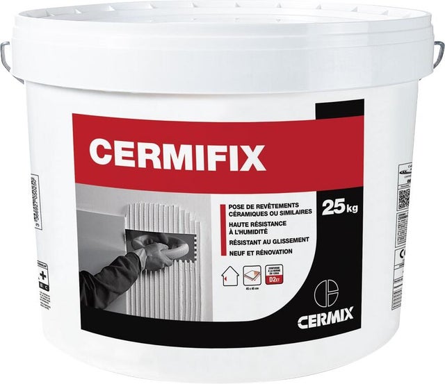 Colle carrelage en pâte blanc D2ET pour mur intérieur 25 kg - Cermifix CERMIX