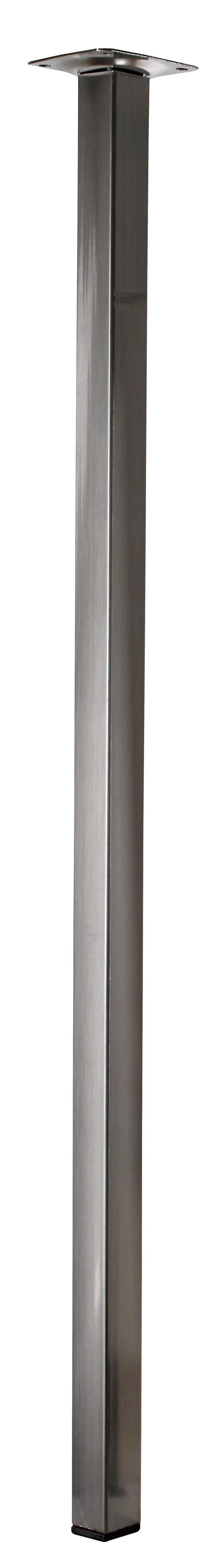 Pied de meuble carré en acier aspect inox H.70 cm 2,5 x 2,5 cm  - HETTICH
