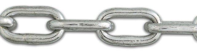 Chaîne soudée en acier zingué maillon court Diam.8 mm au mètre