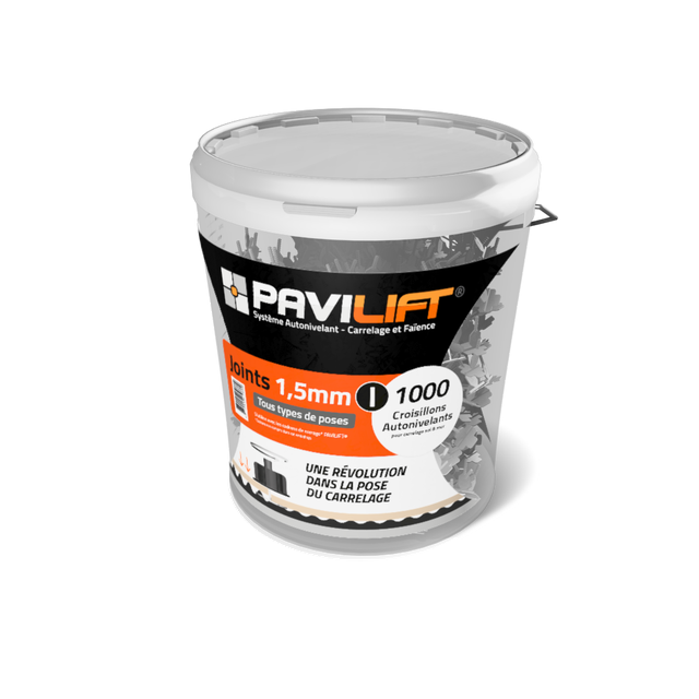 Croisillons autonivelants à vis pour carrelage Ep.1,5 mm en I - PAVILIFT (seau de 1000)