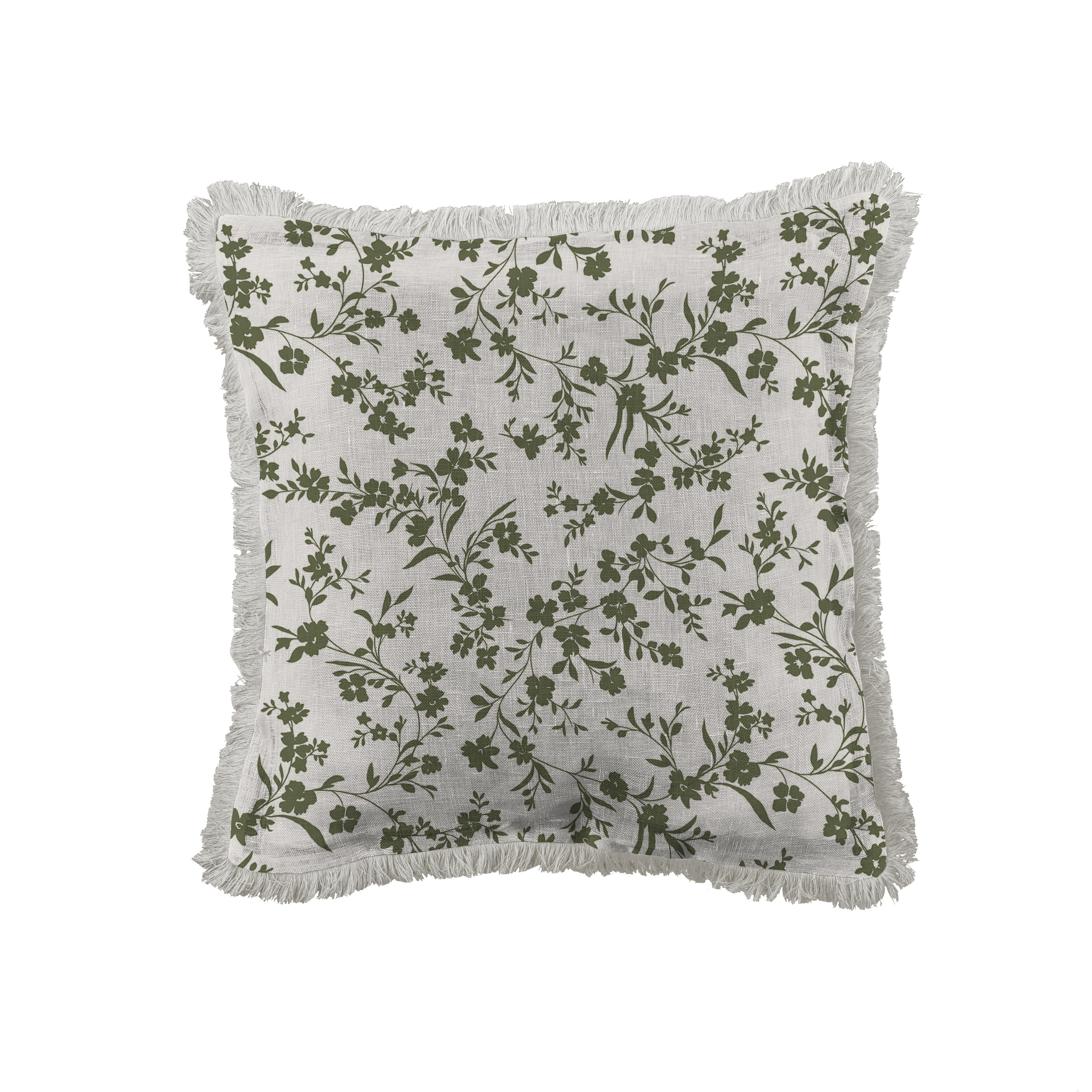 Cojín decorativo exterior e interior lucille algodón verde y blanco 45x45cm