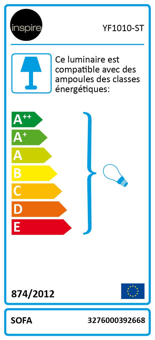 Lampadaire New sofa, acier, argent,  H.210 cm INSPIRE, E27 - 9