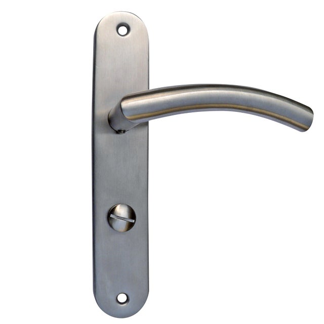 Poignée de porte sur plaque grise entraxe 195 mm à condamnation JULIA x2 