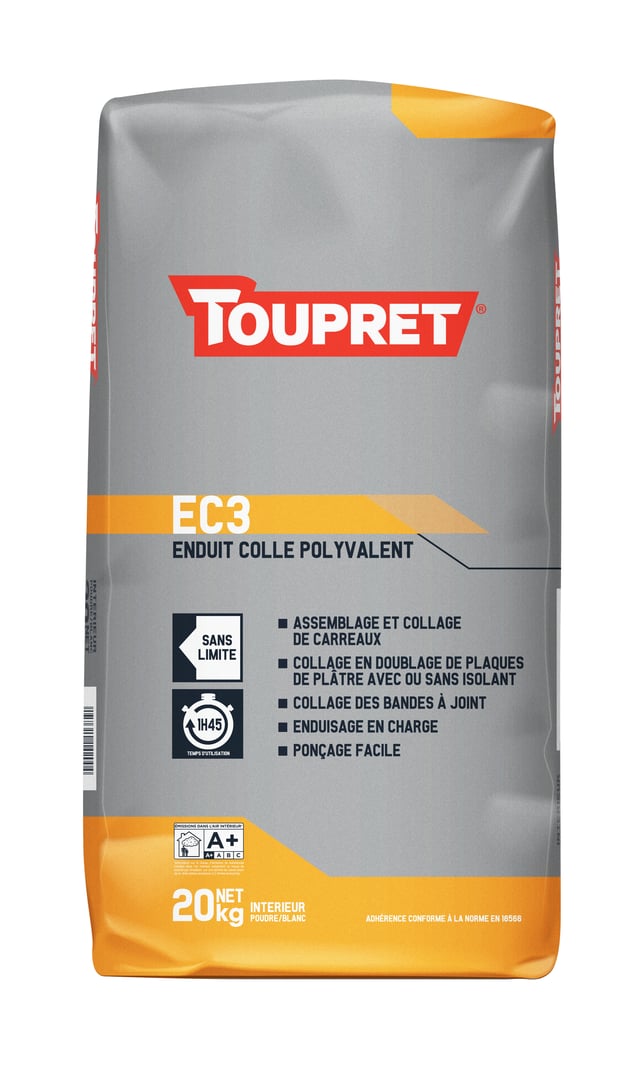 Enduit colle en poudre intérieur 20 kg - EC3 TOUPRET