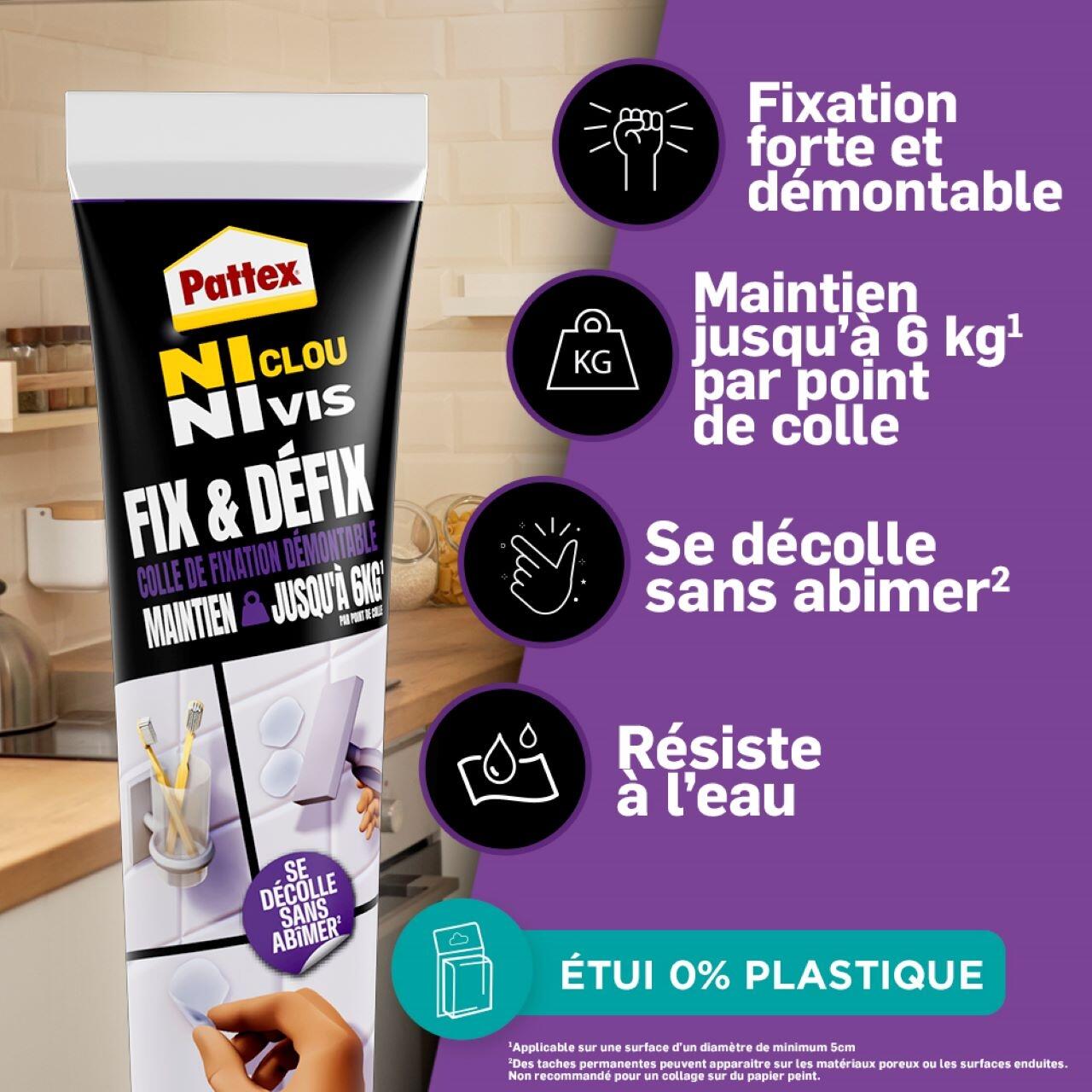 Colle de fixation pâte MS polymère Démontable fix & défix PATTEX, 44 g transpare - 3