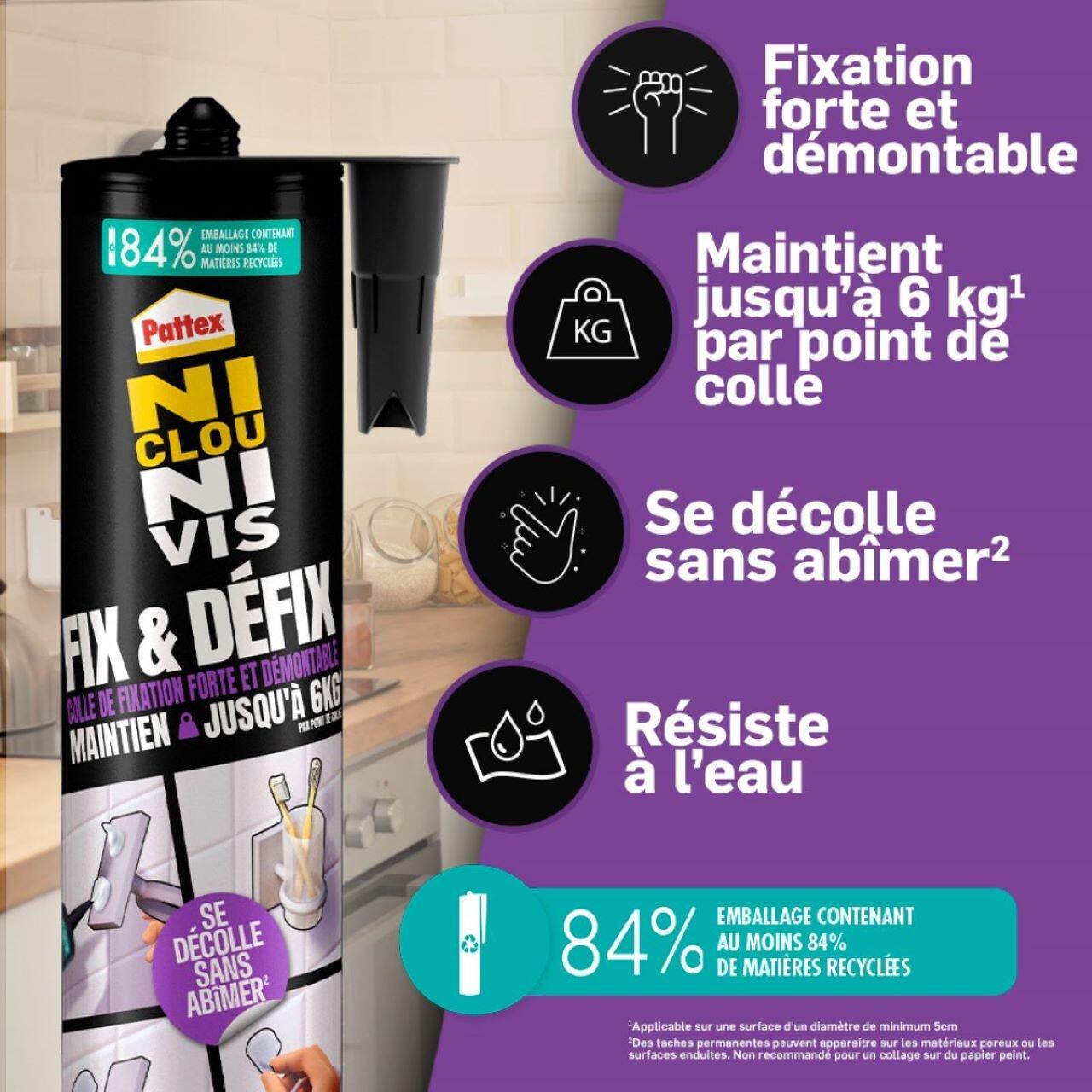 Colle de fixation pâte MS polymère Fix & défix PATTEX, 308 g transparent - 3