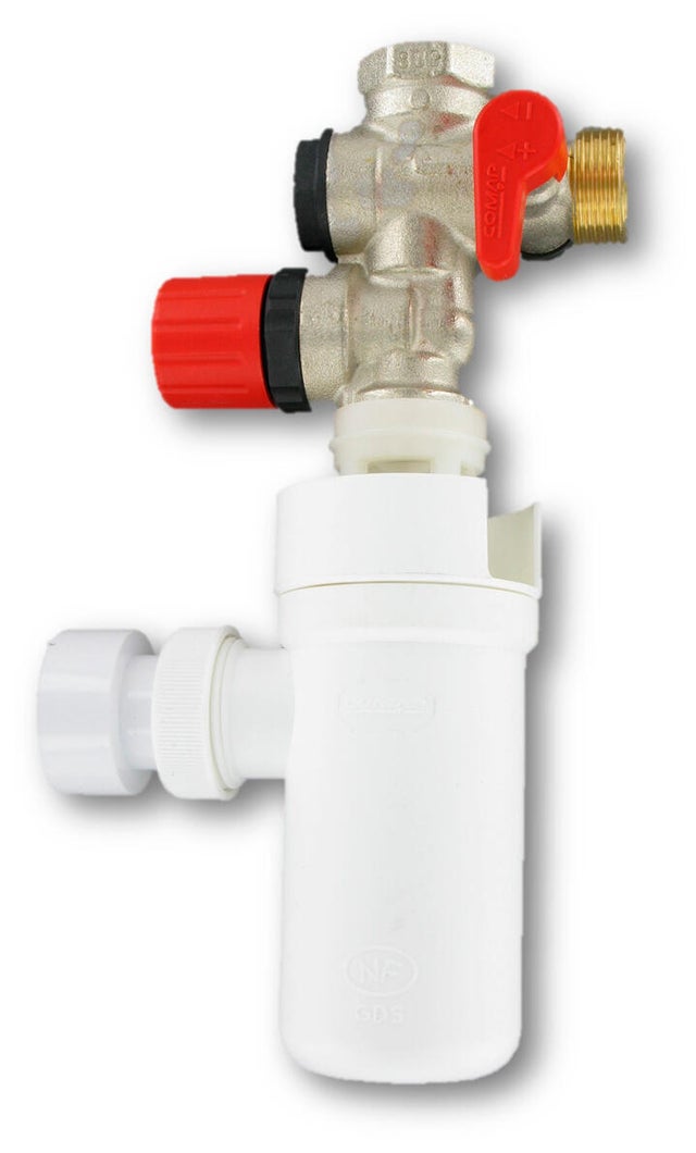 Groupe de sécurité hydraulique droit laiton pour eau douce avec siphon - COMAP
