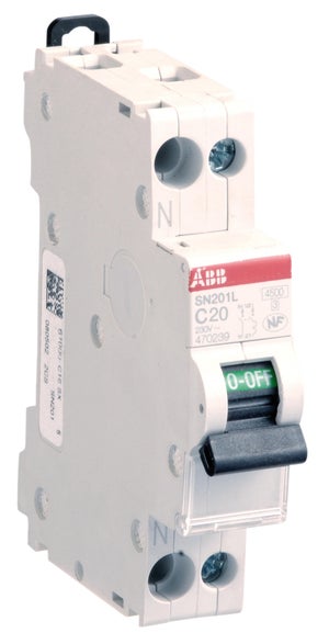 DISJONCTEUR MAGNÉTOTHERMIQUE - MTC 45 FIXMATIC - 1P N COURBE C 20A - 4500A-4,5kA/230V - 1 MODULE - NEUTRE À GAUCHE DISJONCTEUR MAGNÉTOTHERMIQUE - MTC 45 FIXMATIC - 1P N COURBE C 20A - 4500A-4,5kA/230V - 1 MODULE - NEUTRE À GAUCHE