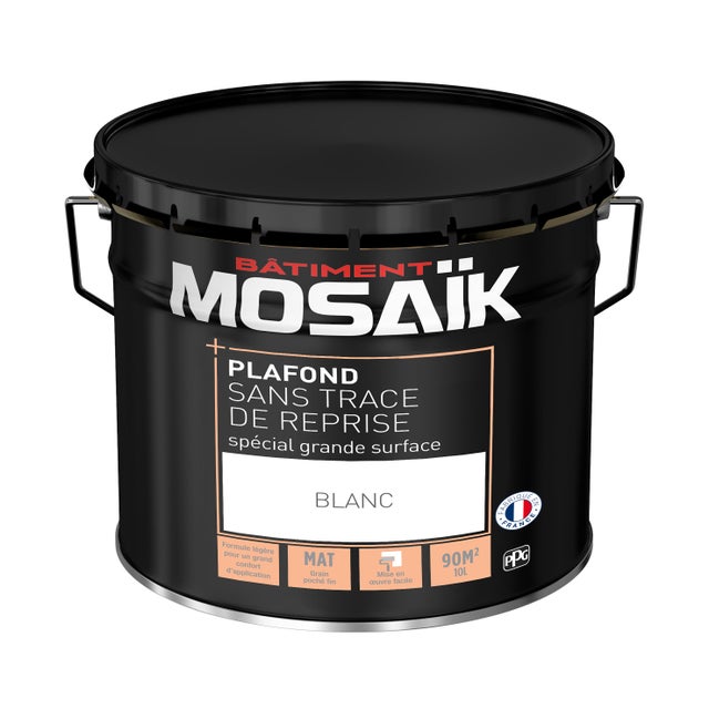 Peinture plafond spéciale grande surface acrylique mat blanc 10 L - MOSAÏK